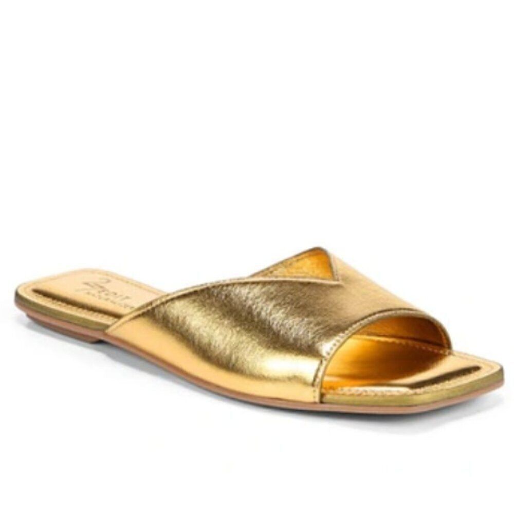 27 EDIT NATURALIZER Zelda Faux Leather Slide Sandal In Deep Gold